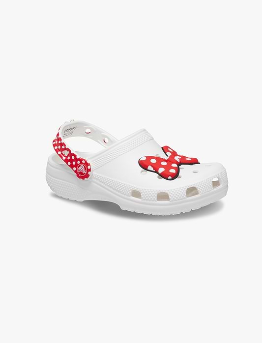 Crocs Disney Minnie Mouse Cls Clg T -  כפכפי קלוג קרוקס לילדים מיני מאוס מידות קטנות בצבע לבן/אדום