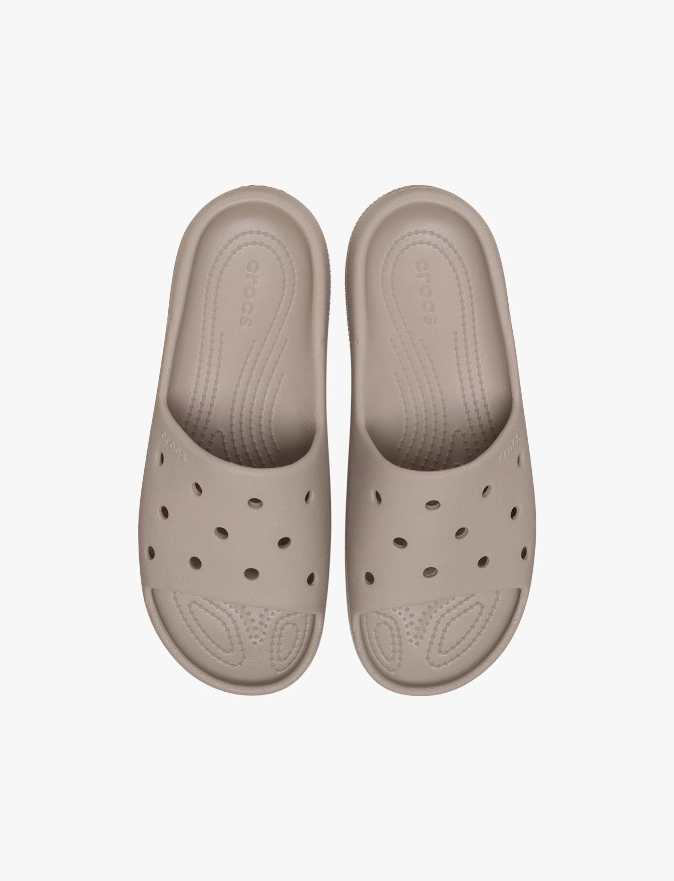 Crocs Classic Slide v2 - כפכפי סלייד קרוקס בצבע טאופ