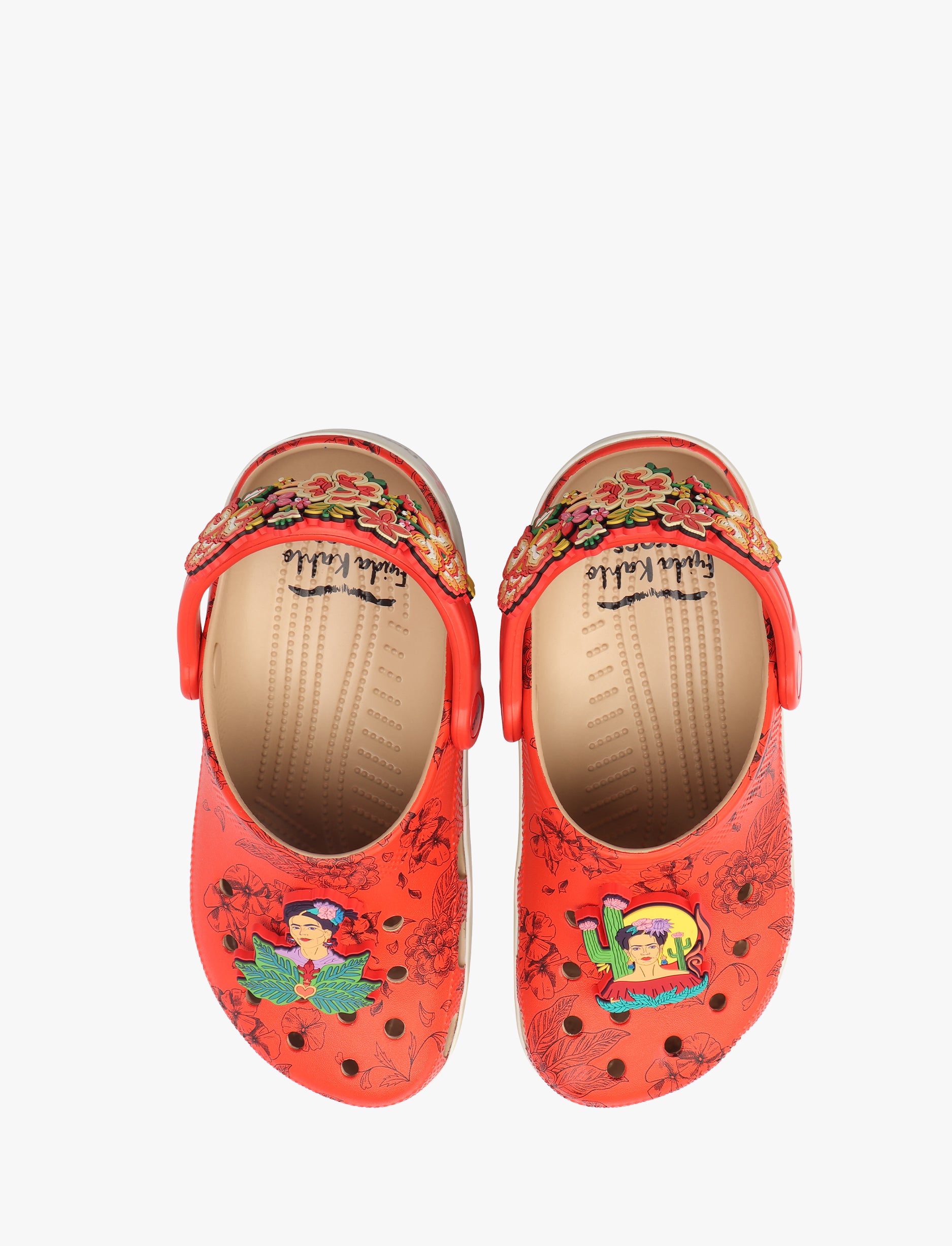 Frida Kahlo Classic Clog - כפכפי קרוקס לנשים פרידה קאלו בצבע עצם/אדום