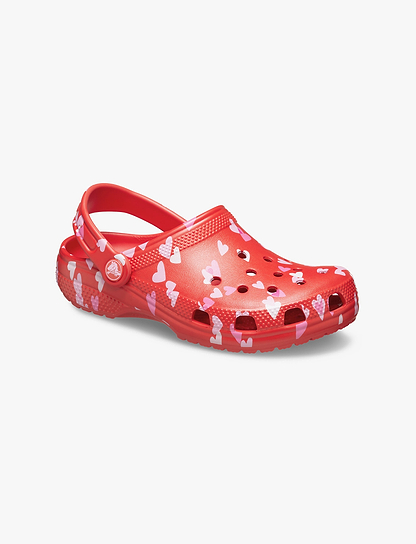 Crocs Classic VDay Clog K - כפכפי קרוקס לילדות בהדפס לבבות בצבע ורוד