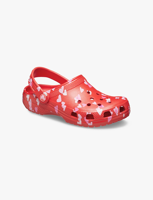 Crocs Classic VDay Clog T - כפכפי קרוקס לילדות בהדפס לבבות בצבע ורוד מידות קטנות