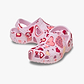 Crocs Classic VDay Clog T - כפכפי קרוקס לילדות בהדפס לבבות בצבע ורוד מידות קטנות