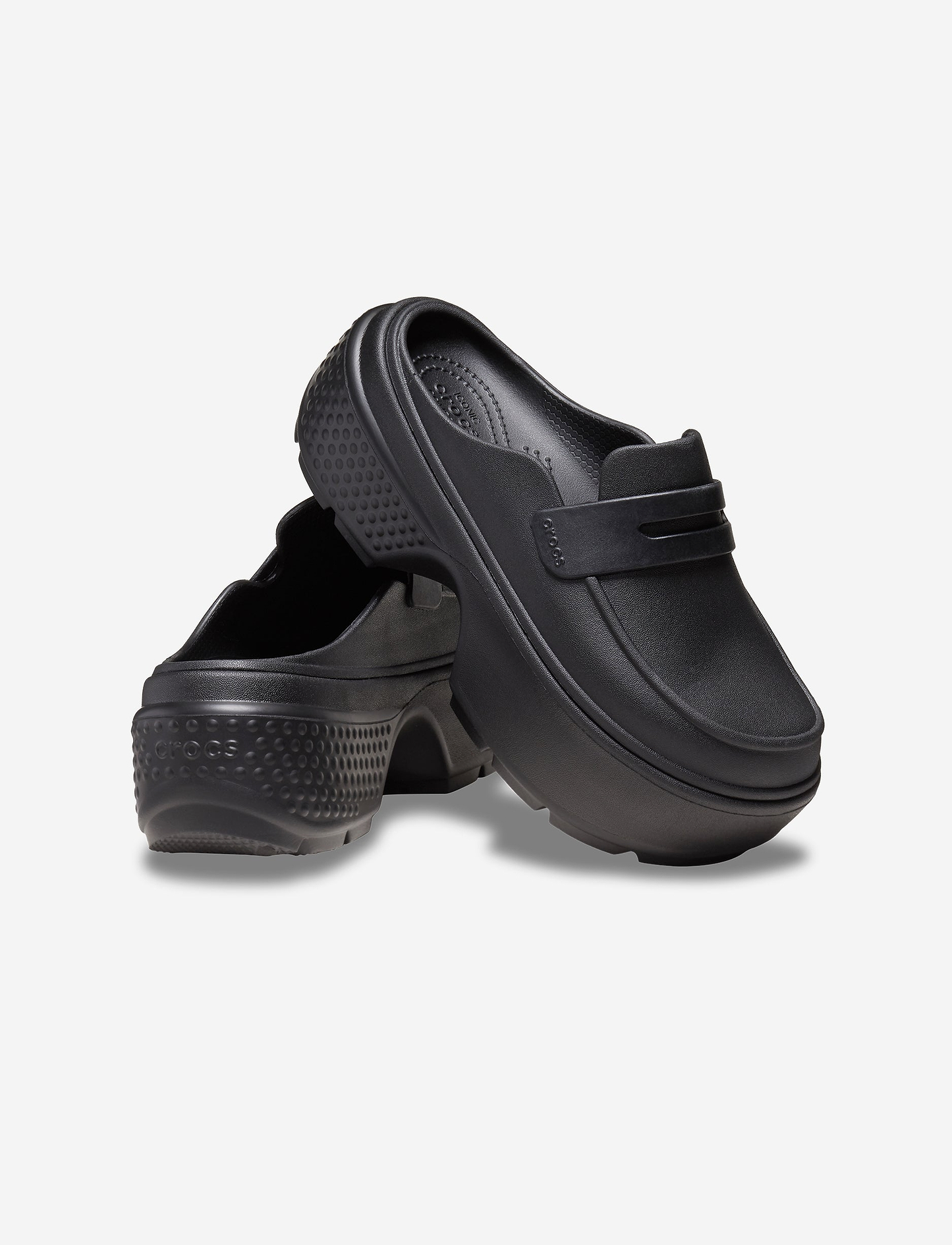 Crocs Stomp Loafer - כפכפי מוקסין פלטפורמה קרוקס לנשים בצבע שחור