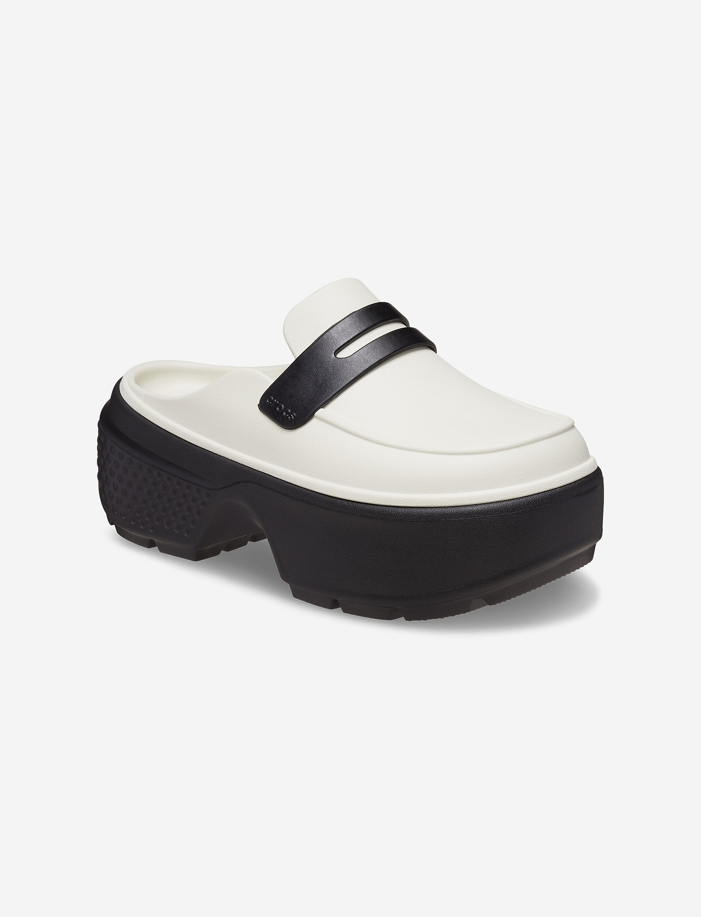 Crocs Stomp Loafer - כפכפי מוקסין פלטפורמה קרוקס לנשים בצבע לבן/שחור