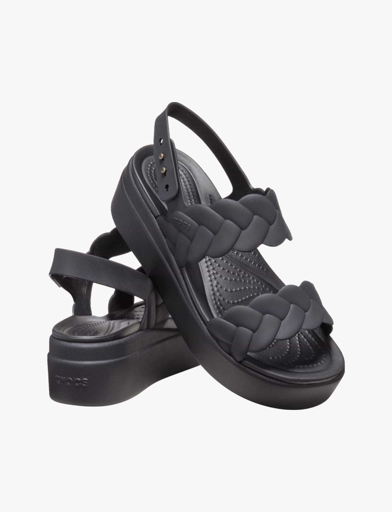 Crocs Brooklyn Woven Upper Low Wedge - סנדלי פלטפורמה קרוקס ברוקלין לנשים בצבע שחור