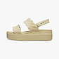 Crocs Brooklyn Woven Upper Low Wedge  -  סנדלי פלטפורמה קרוקס ברוקלין לנשים בצבע צ'אי