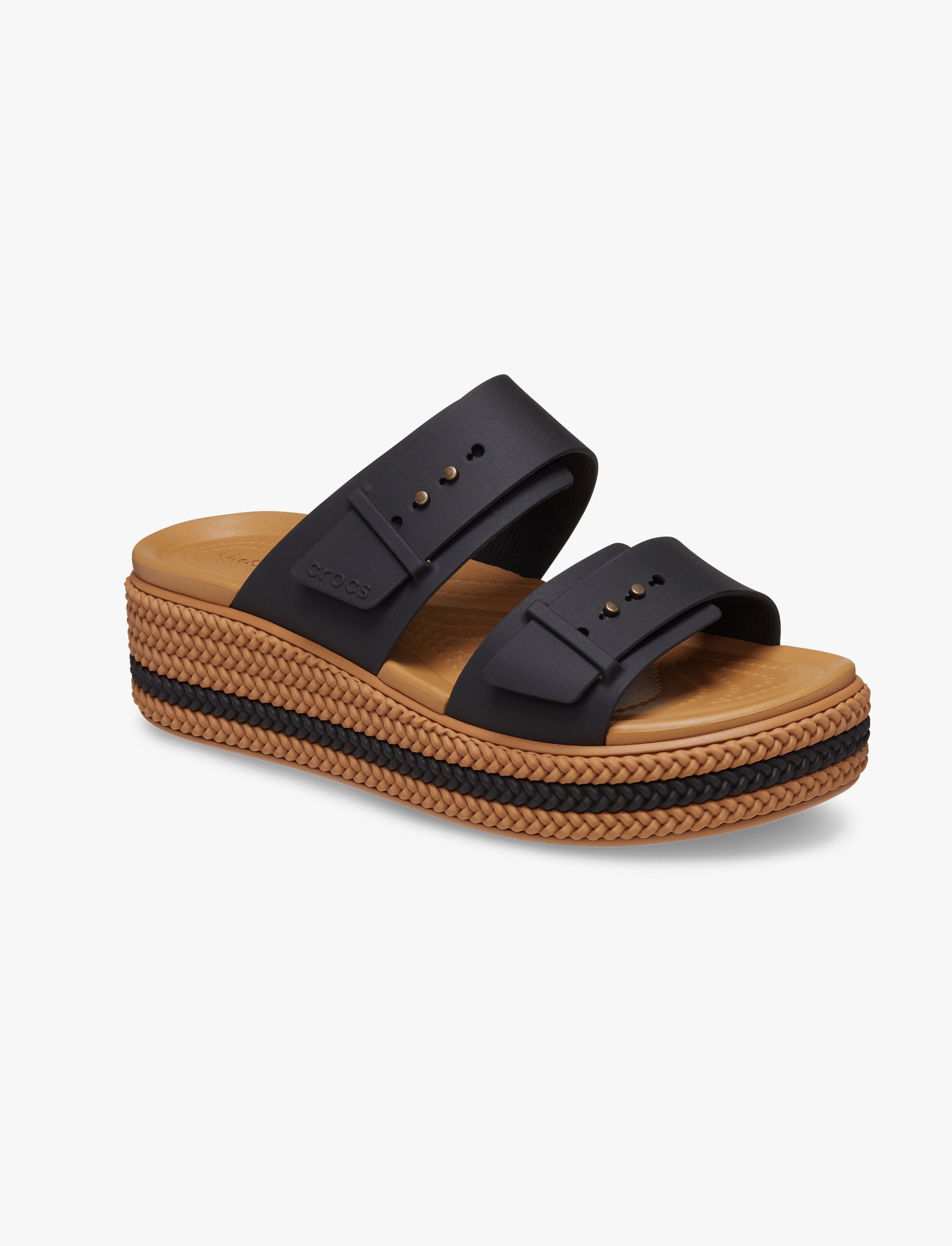 Crocs Brooklyn Woven Buckle - כפכפי פלטפורמה קרוקס לנשים עם סוליה קלועה