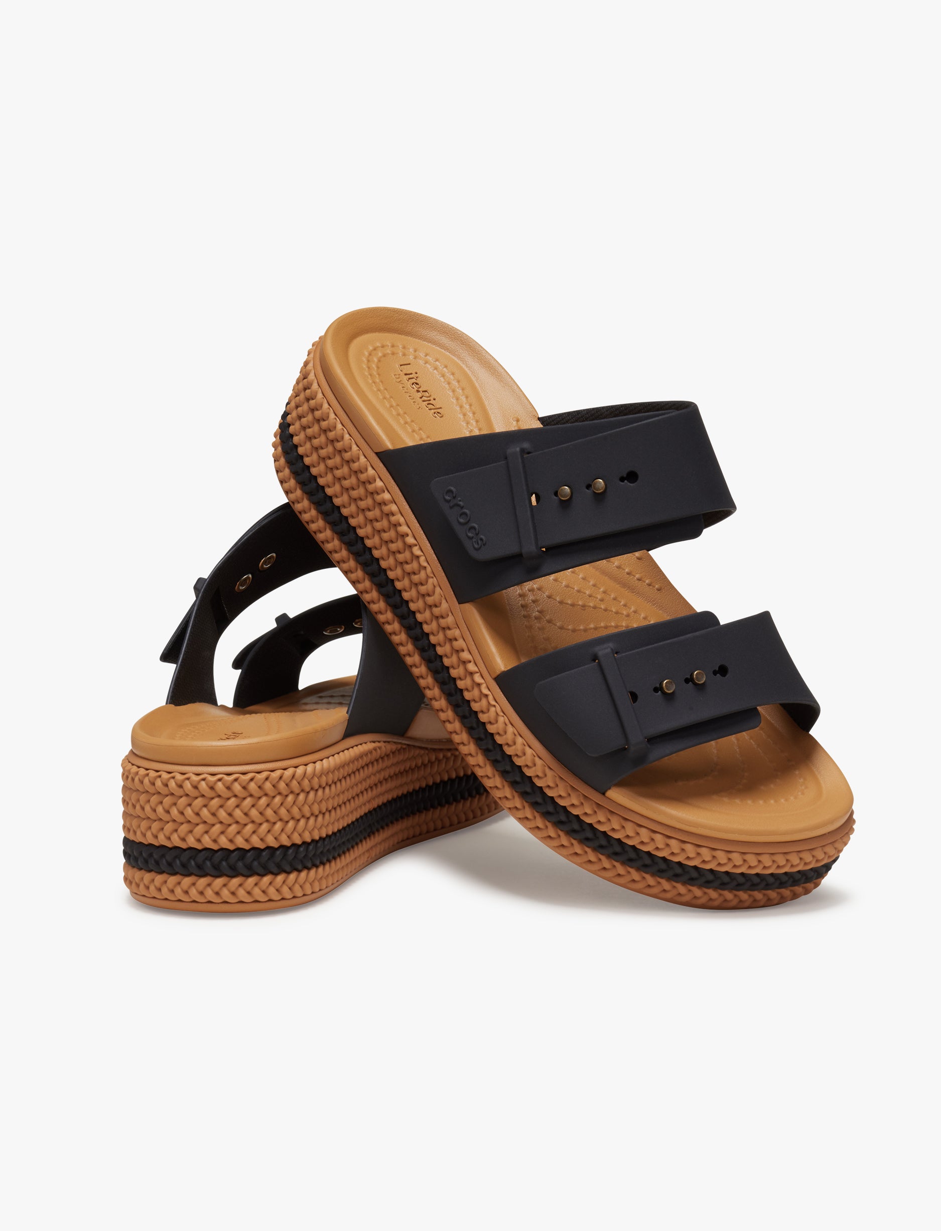 Crocs Brooklyn Woven Buckle - כפכפי פלטפורמה קרוקס לנשים עם סוליה קלועה