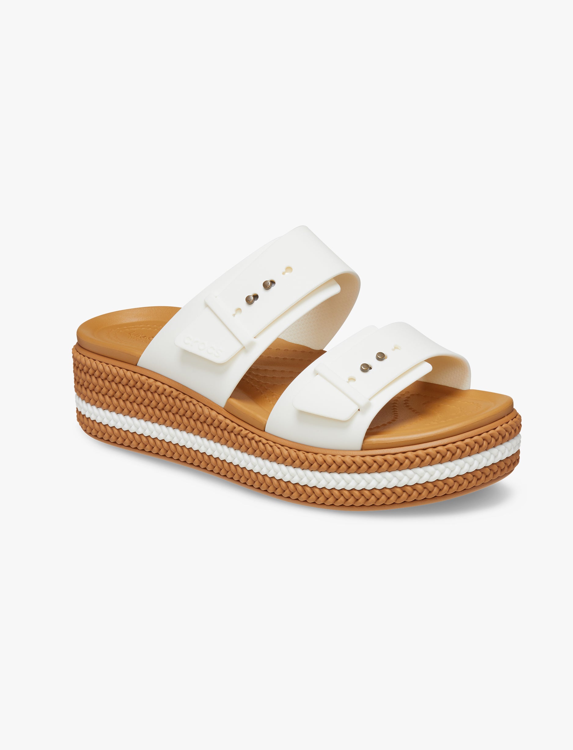 Crocs Brooklyn Woven Buckle - כפכפי פלטפורמה קרוקס לנשים עם סוליה קלועה