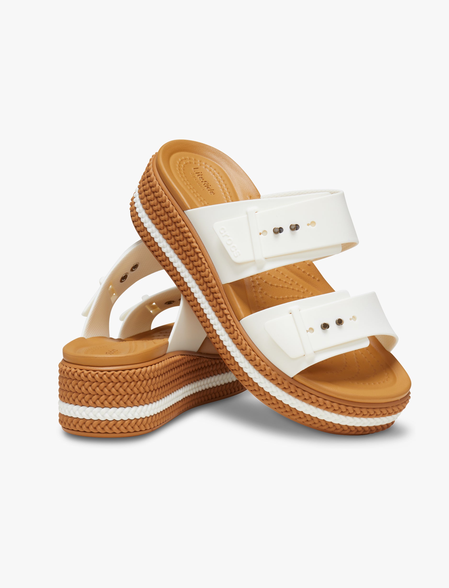 Crocs Brooklyn Woven Buckle - כפכפי פלטפורמה קרוקס לנשים עם סוליה קלועה