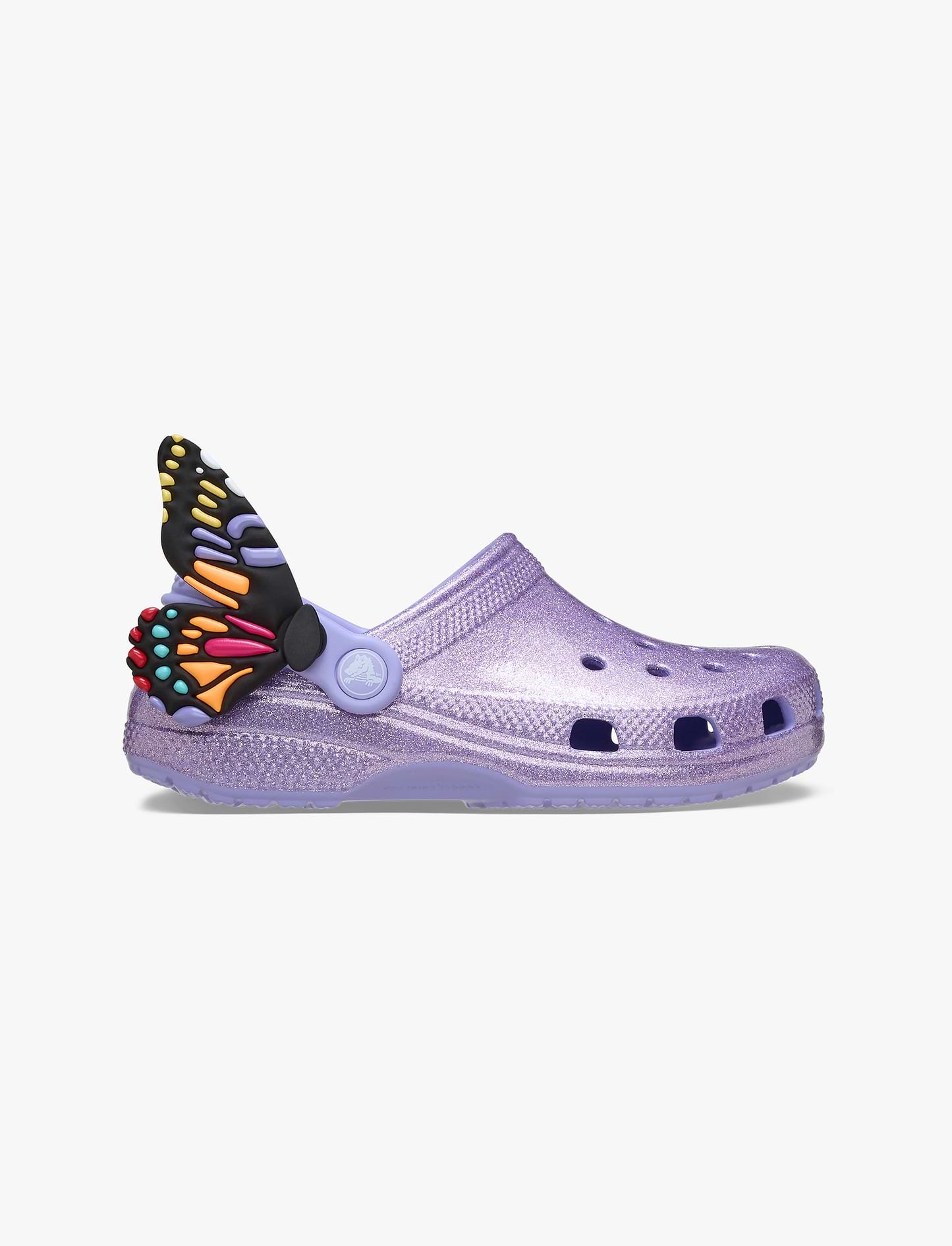 Crocs Classic I AM Butterfly Clog T - כפכפי קרוקס קלוג בעיטור פרפר בצבע סגול נצנצים