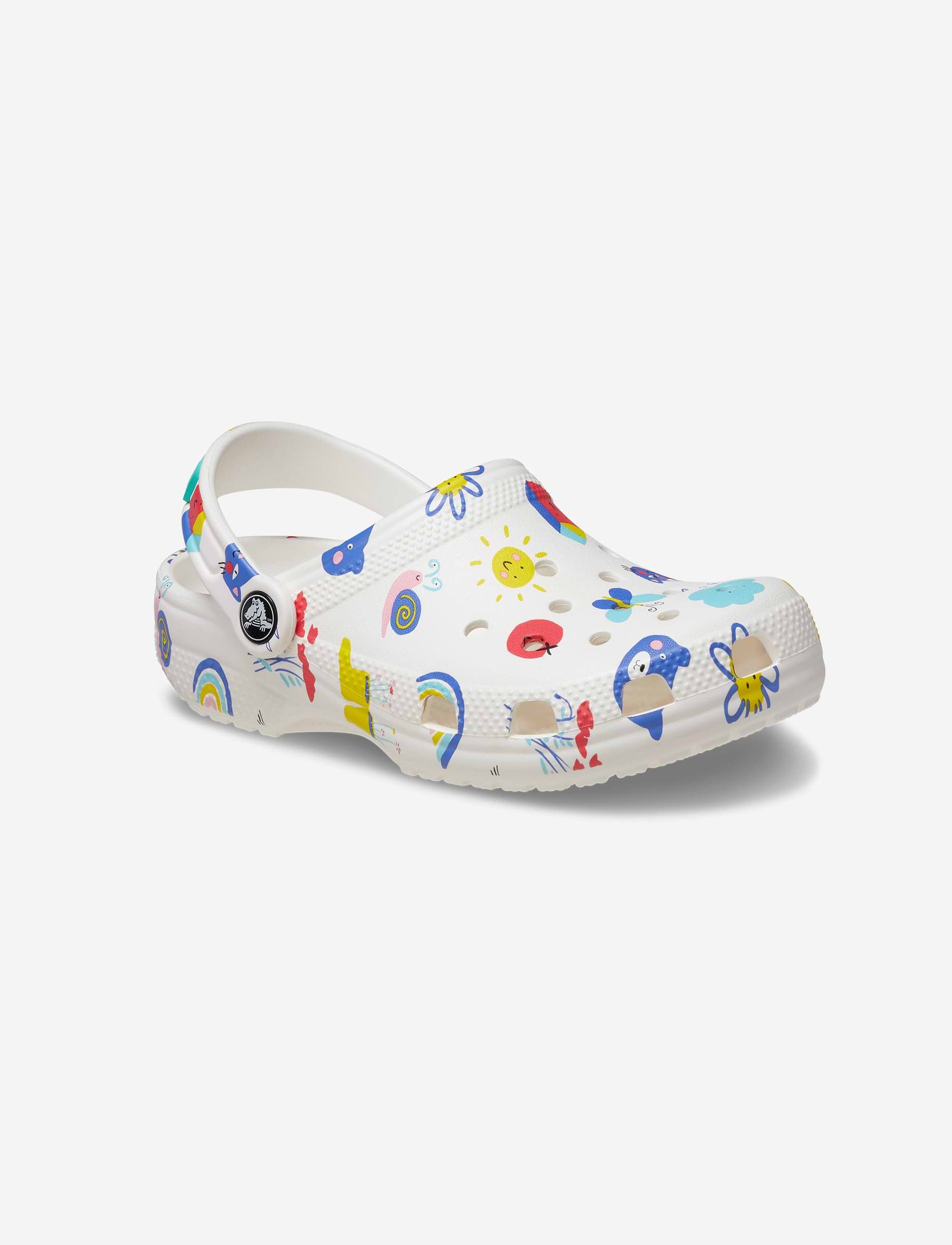 Crocs Classic Soccer Ball Clog K - כפכפי קרוקס קלוג לילדים בצבע לבן בהדפסים צבעוניים