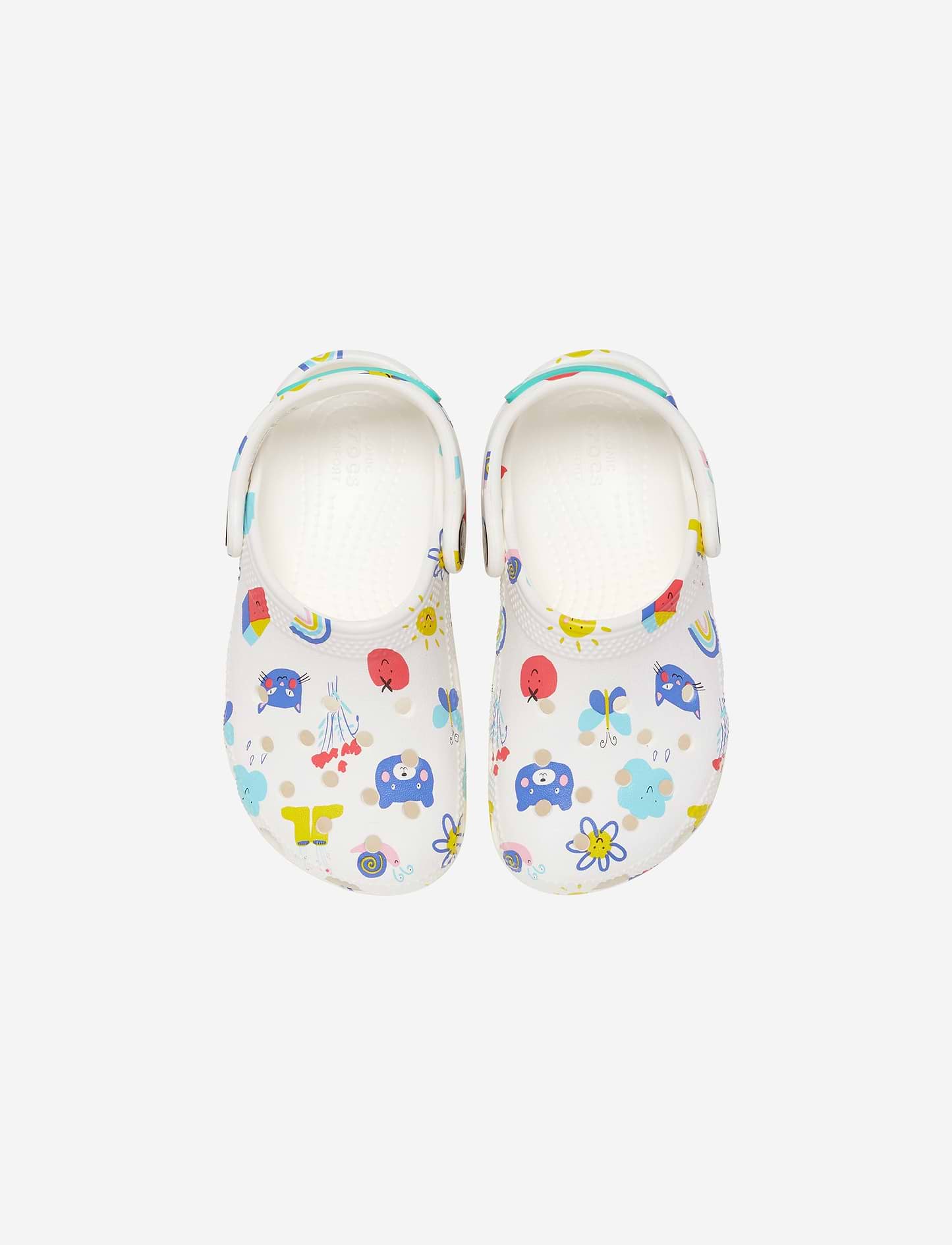 Crocs Classic Soccer Ball Clog K - כפכפי קרוקס קלוג לילדים בצבע לבן בהדפסים צבעוניים