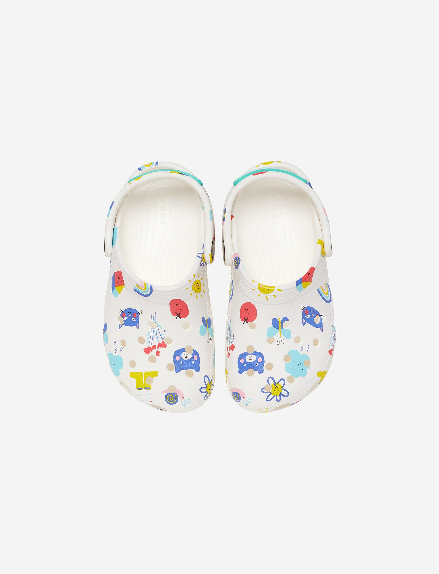 Crocs Classic Soccer Ball Clog K - כפכפי קרוקס קלוג לילדים בצבע לבן בהדפסים צבעוניים