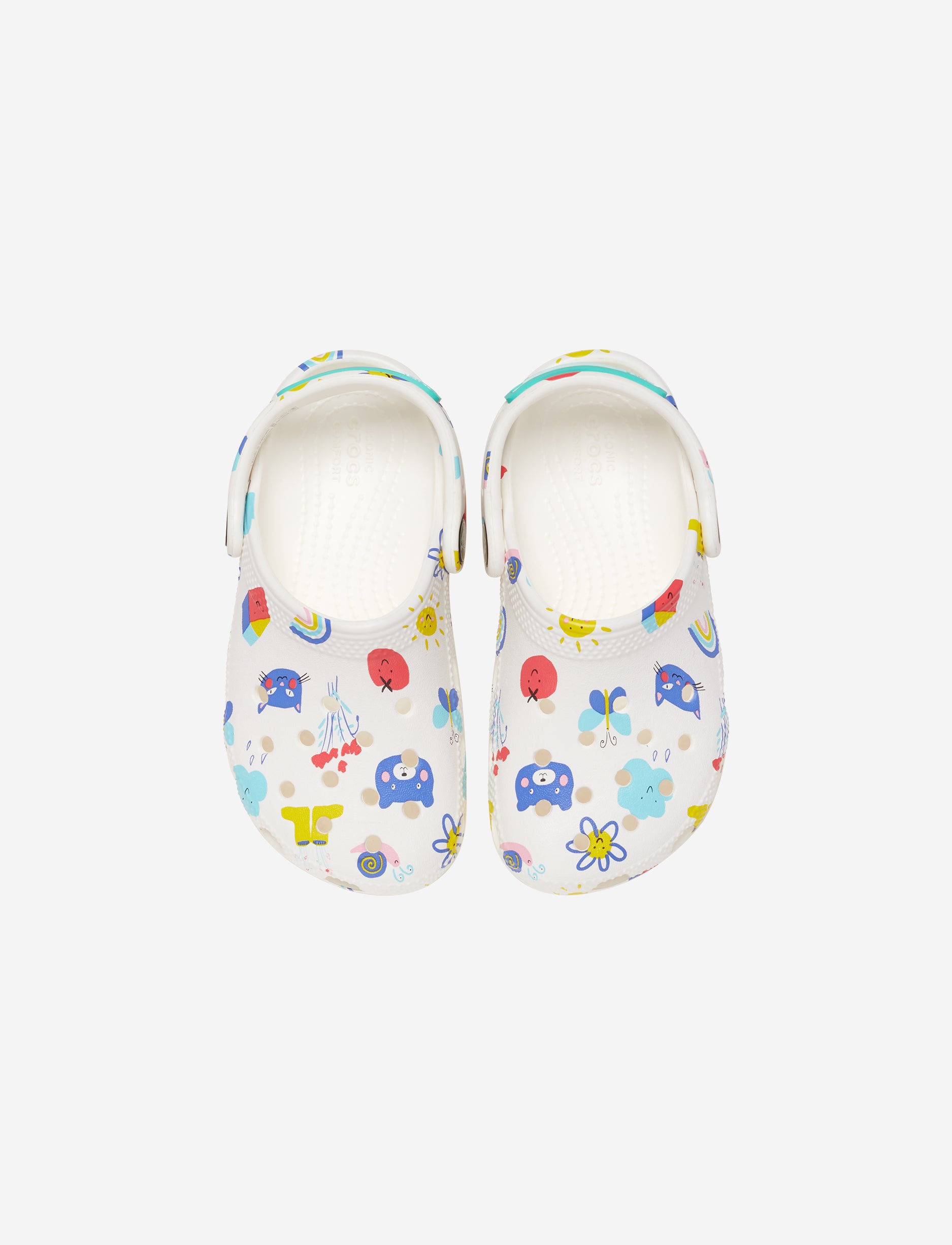 Crocs Classic Soccer Ball Clog K - כפכפי קרוקס קלוג לילדים בצבע לבן בהדפסים צבעוניים