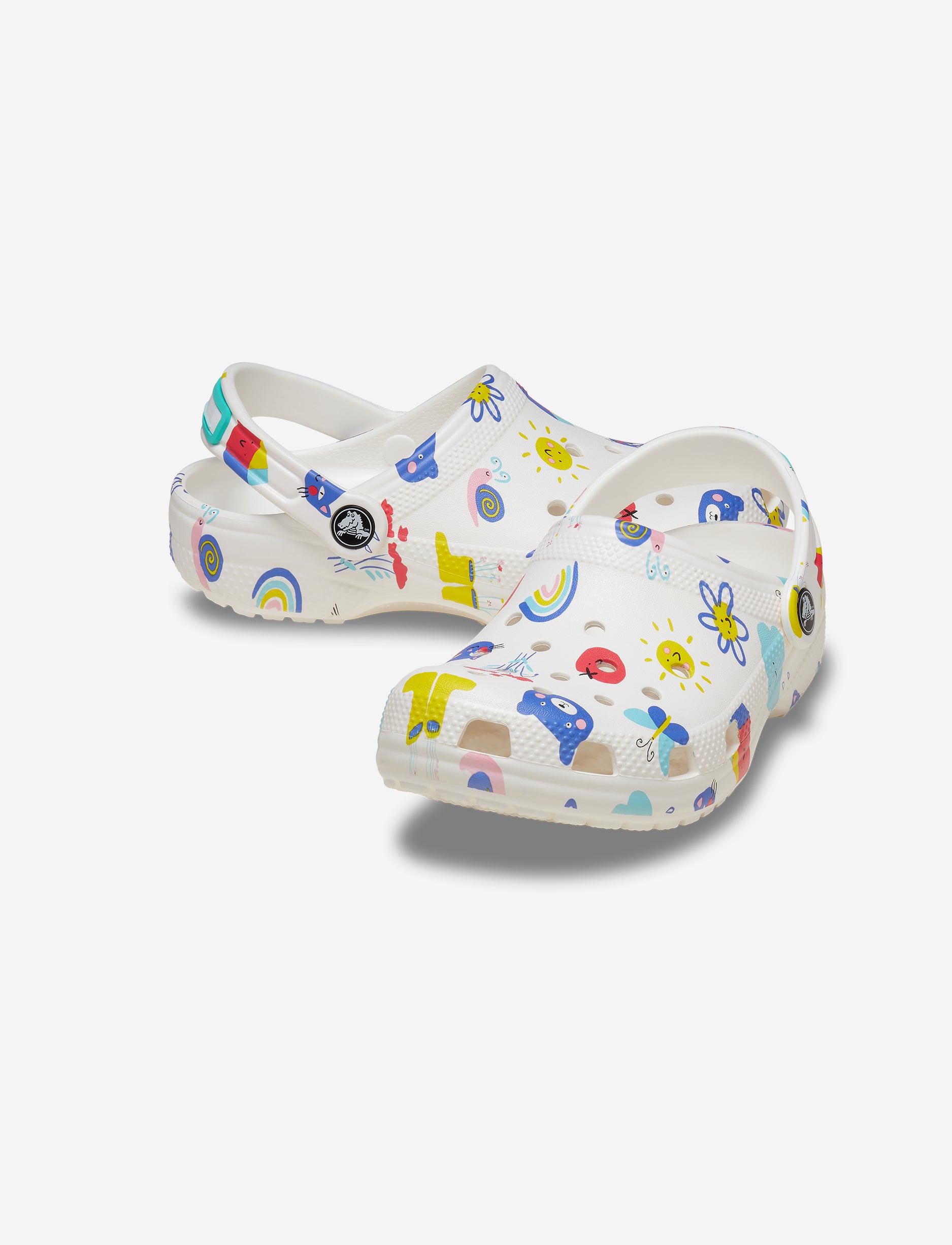 Crocs Classic Soccer Ball Clog K - כפכפי קרוקס קלוג לילדים בצבע לבן בהדפסים צבעוניים