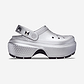 Crocs Stomp Metallic Clog - כפכפי קלוג פלטפורמה קרוקס לנשים בצבע כסף