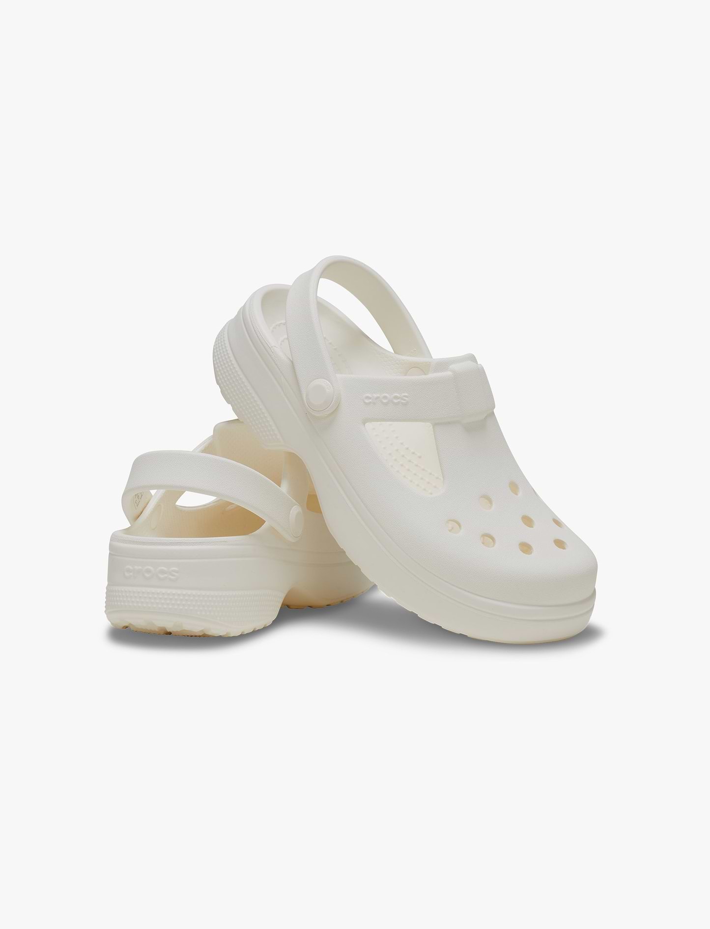 Crocs Classic Mary Jane Clog K - כפכפי קלוג קרוקס מרי ג'ין לבנות בצבע לבן גיר