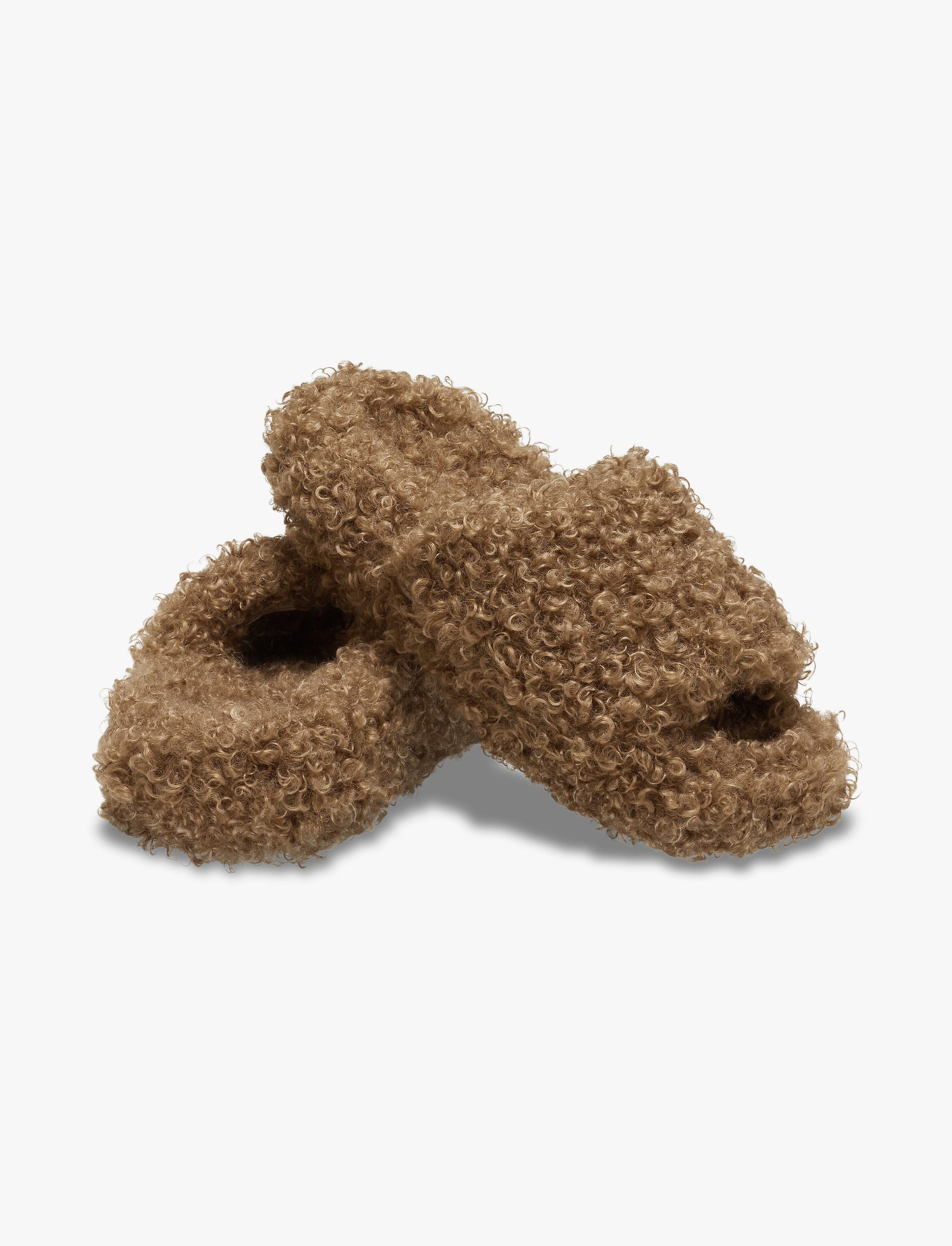 Crocs Classic Doodle Fur Slide - כפכפי פרווה סלייד קרוקס בצבע חום כהה