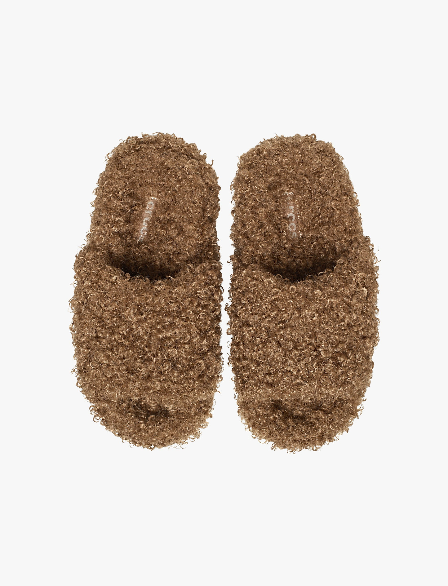 Crocs Classic Doodle Fur Slide - כפכפי פרווה סלייד קרוקס בצבע חום כהה