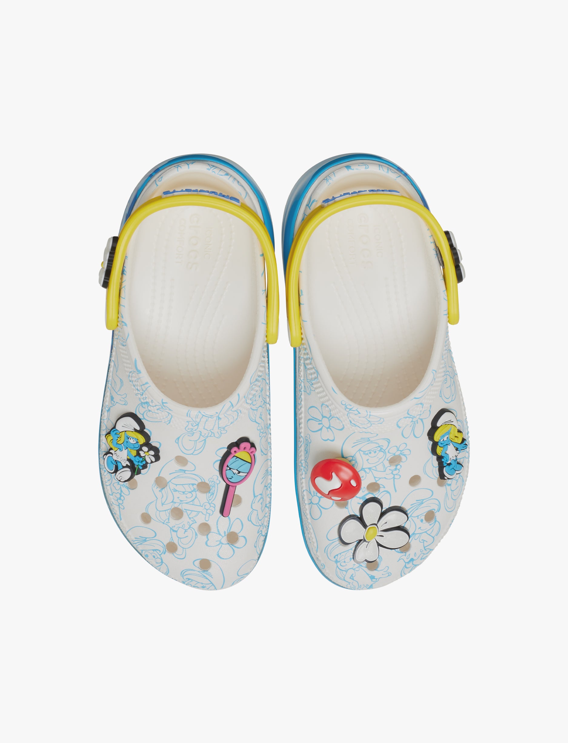 Crocs Smurfs Platform Clog  - כפכפי קרוקס קלוג פלטפורמה הדרדסים לנשים בצבע לבן/תכלת