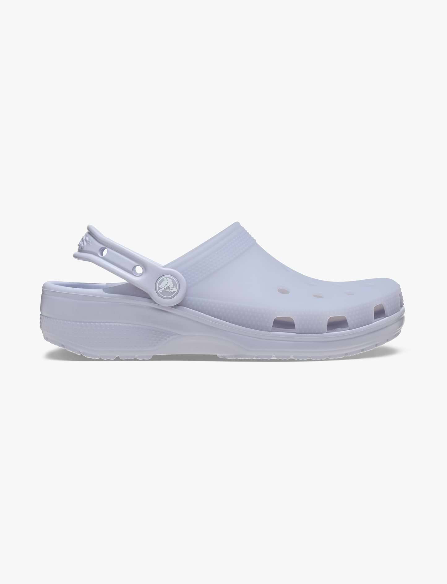 Crocs Classic Frosted Clog - כפכפי קלוג קרוקס בגימור שקוף-מט בצבע סגלגל ירח