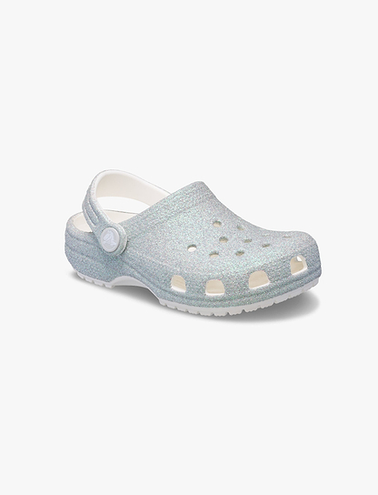 Crocs Classic Iridescent Glitter Clog T - כפכפי קרוקס קלוג גליטר לבנות בצבע לבן נצנצים מידות קטנות