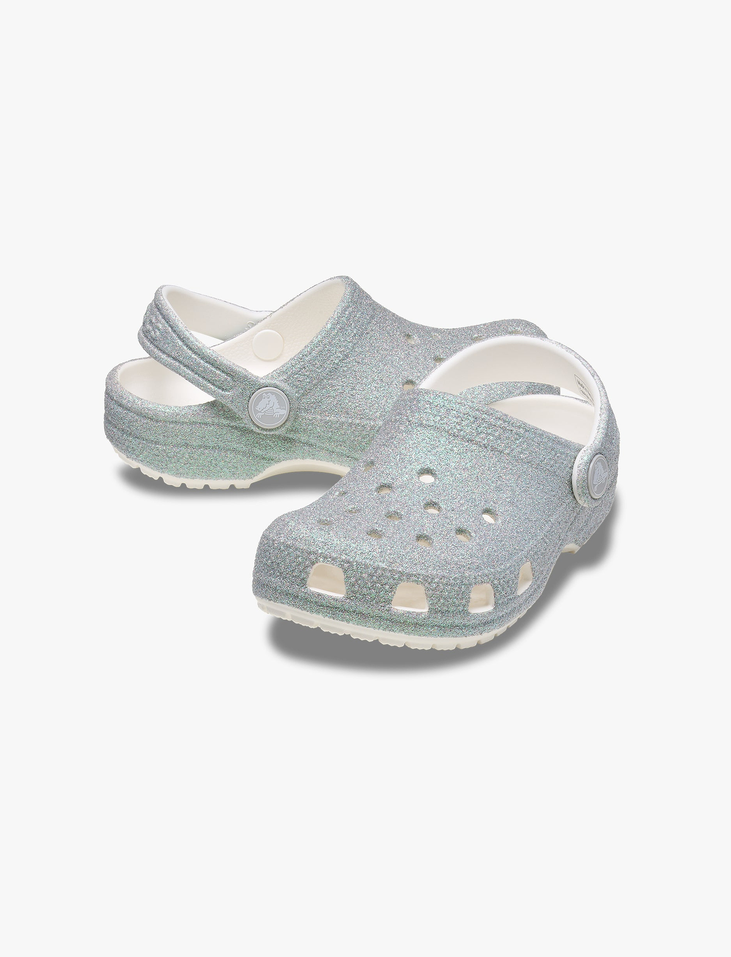 Crocs Classic Iridescent Glitter Clog T - כפכפי קרוקס קלוג גליטר לבנות בצבע לבן נצנצים מידות קטנות