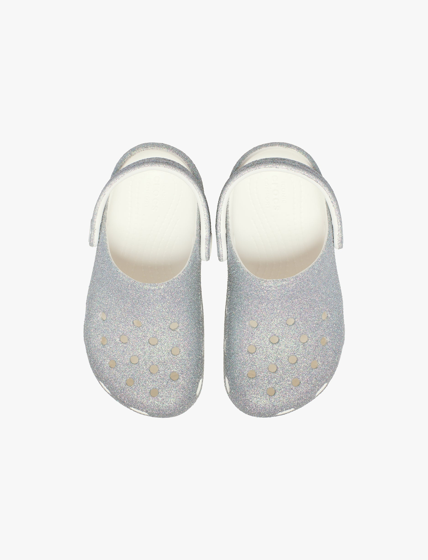 Crocs Classic Iridescent Glitter Clog T - כפכפי קרוקס קלוג גליטר לבנות בצבע לבן נצנצים מידות קטנות