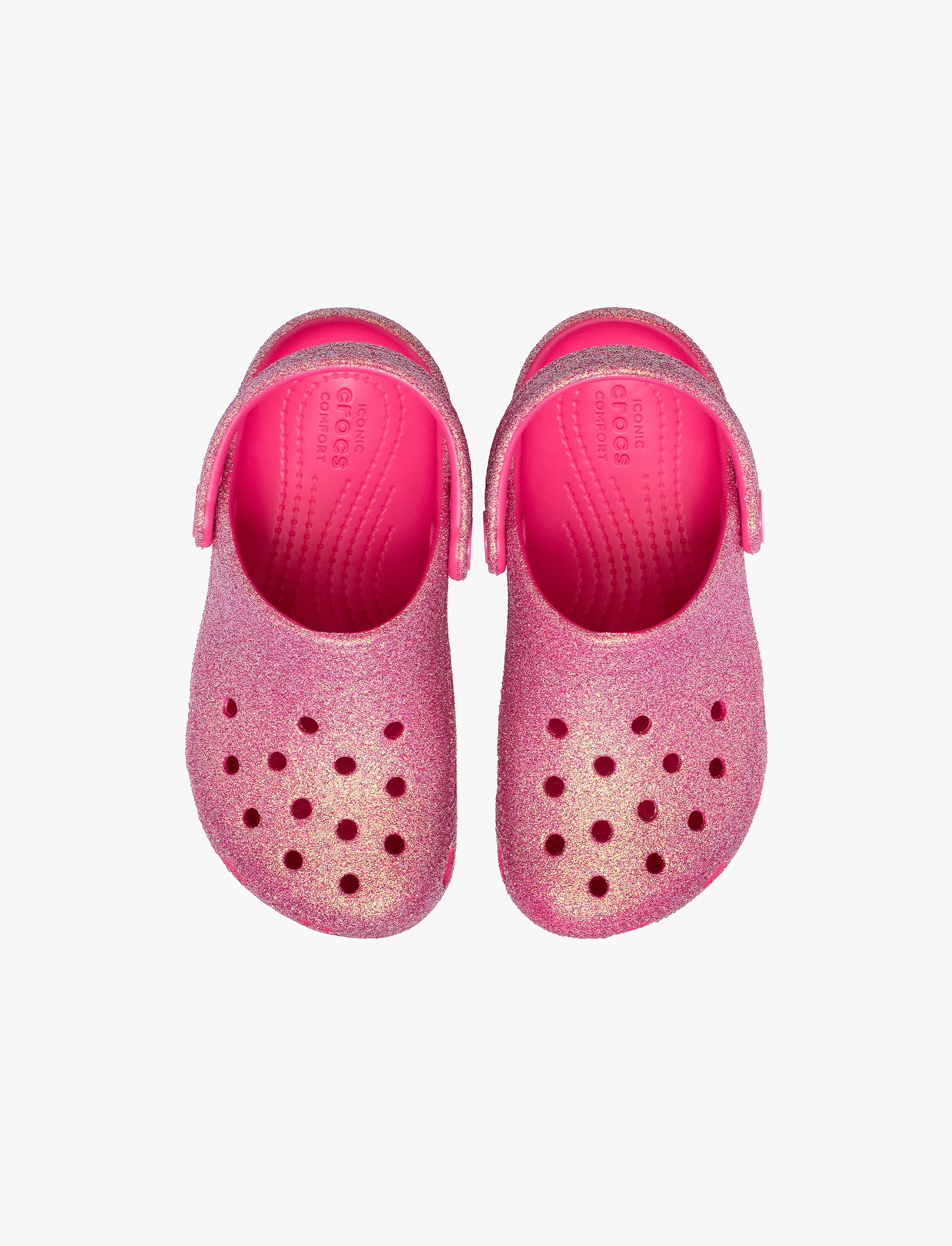 Crocs Classic Iridescent Glitter Clog T - כפכפי קרוקס קלוג גליטר לבנות בצבע ורוד נצנצים מידות קטנות