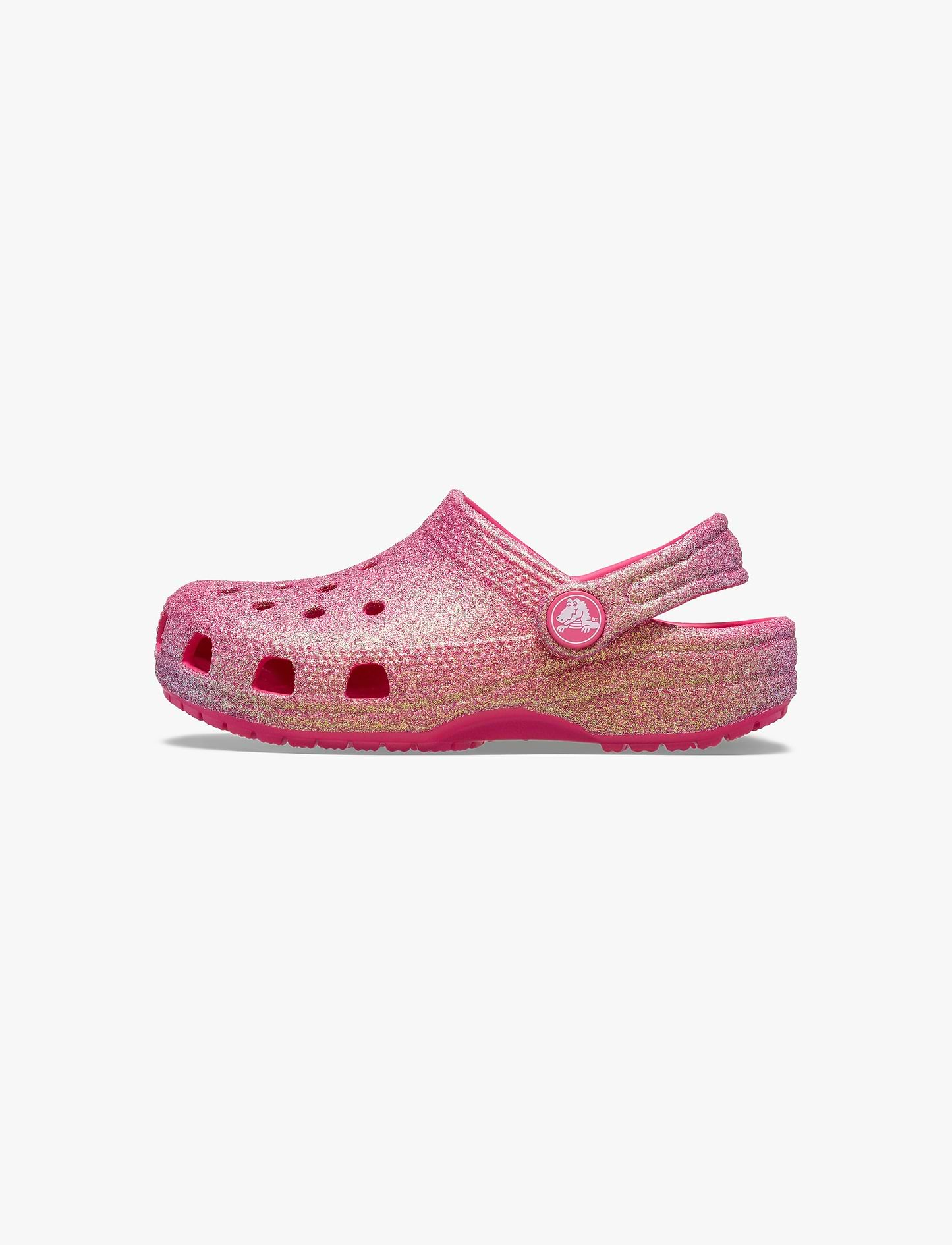 Crocs Classic Iridescent Glitter Clog T - כפכפי קרוקס קלוג גליטר לבנות בצבע ורוד נצנצים מידות קטנות