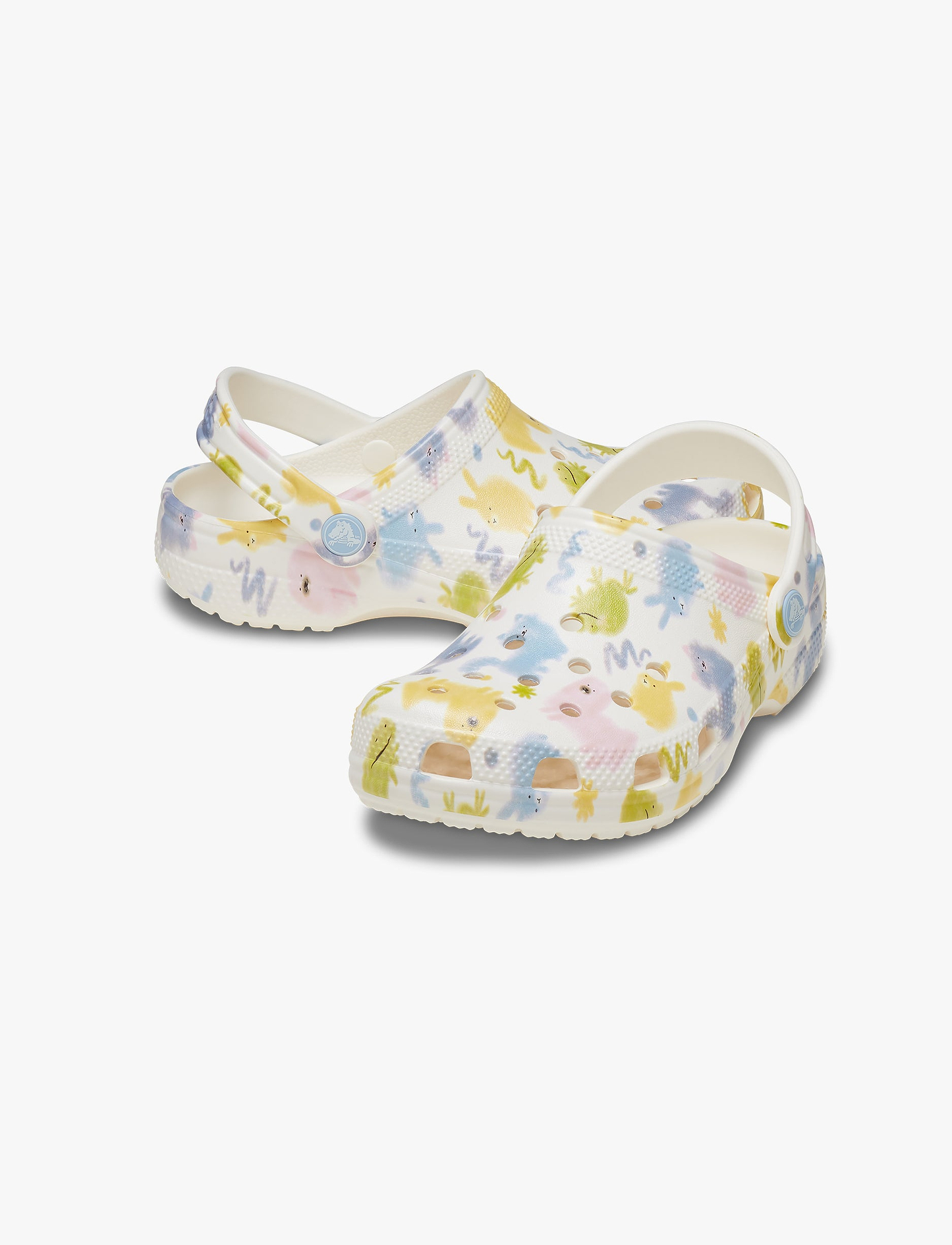 Crocs Classic Pastel Pets Clog T- כפכפי קרוקס לילדים בצבע לבן גיר בהדפס צבעוני מידות קטנות
