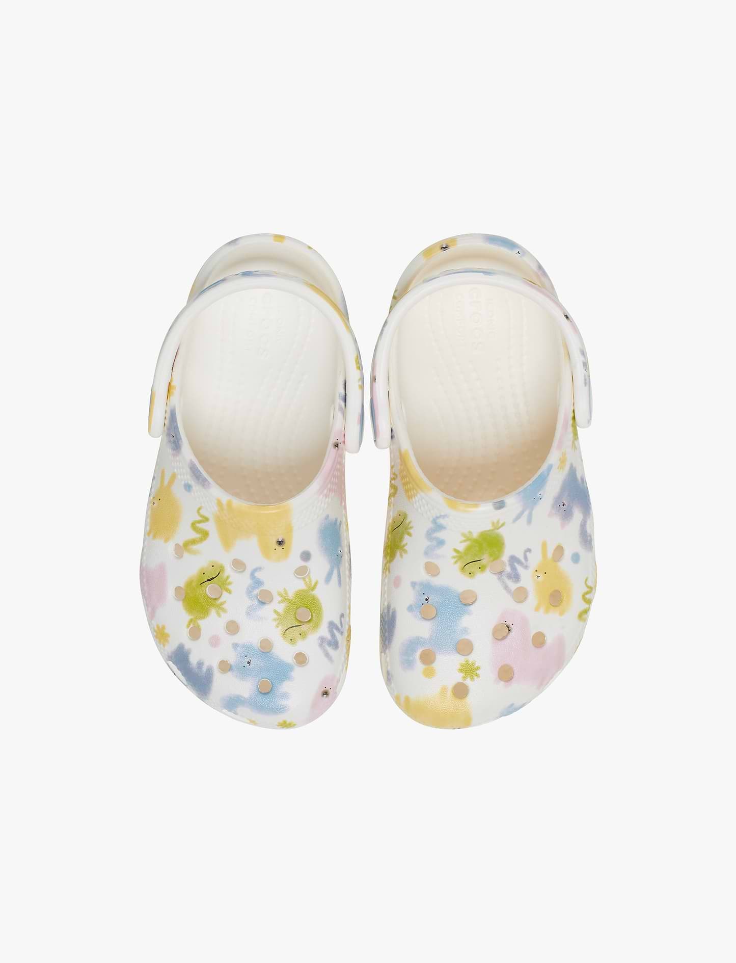 Crocs Classic Pastel Pets Clog T- כפכפי קרוקס לילדים בצבע לבן גיר בהדפס צבעוני מידות קטנות