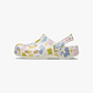 Crocs Classic Pastel Pets Clog T-  כפכפי קרוקס לילדים בצבע לבן גיר בהדפס צבעוני מידות קטנות
