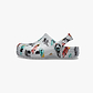 Crocs Classic Race Cars Graphic Clog T-  כפכפי קרוקס לילדים בצבע אפור עם הדפס מכוניות