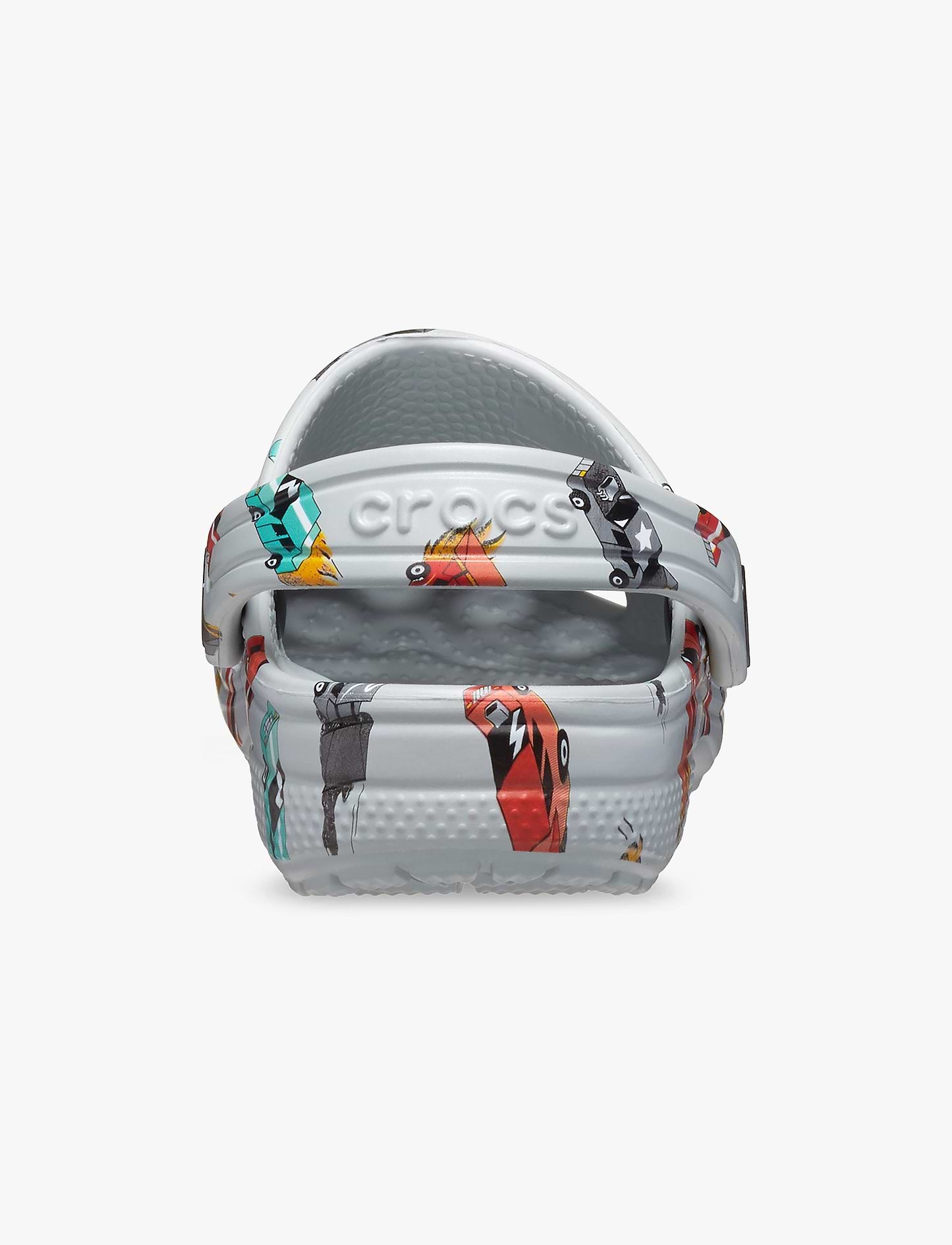 Crocs Classic Race Cars Graphic Clog T- כפכפי קרוקס לילדים בצבע אפור עם הדפס מכוניות