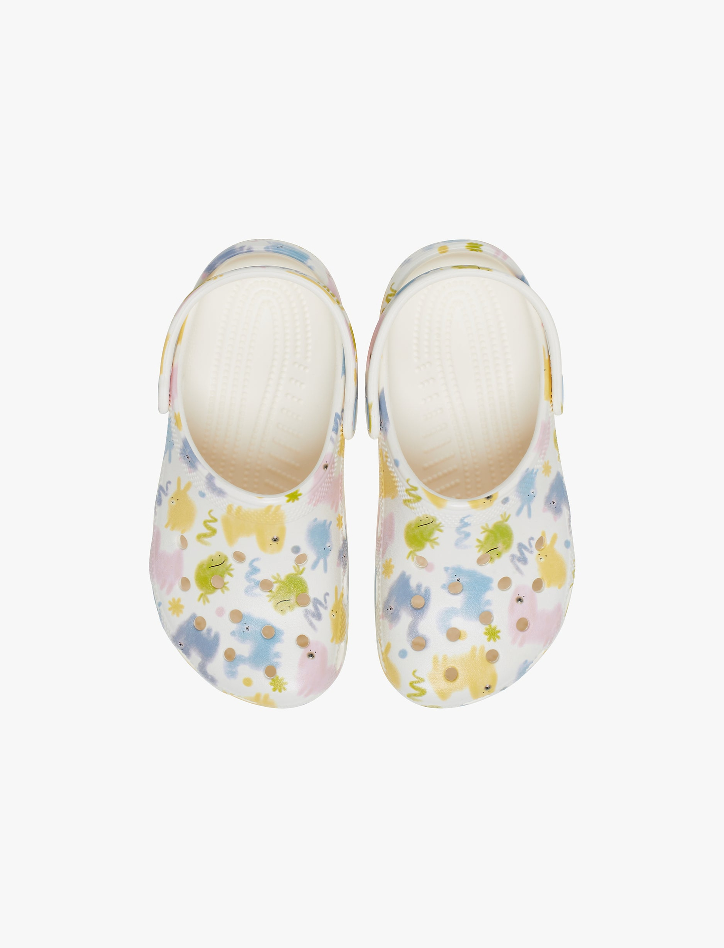 Crocs Classic Pastel Pets Clog K - כפכפי קרוקס לילדים בצבע לבן גיר בהדפס צבעוני