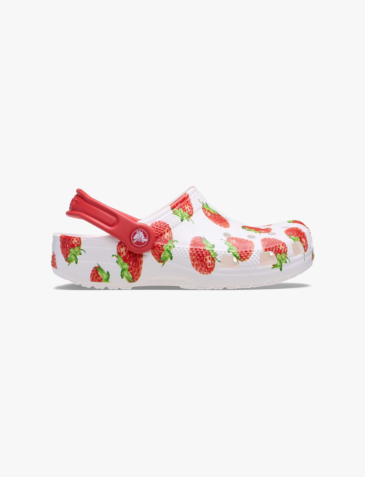 Crocs Classic Fresh Fruits K - כפכפי קרוקס לילדים בצבע לבן בהדפס תותים אדומים