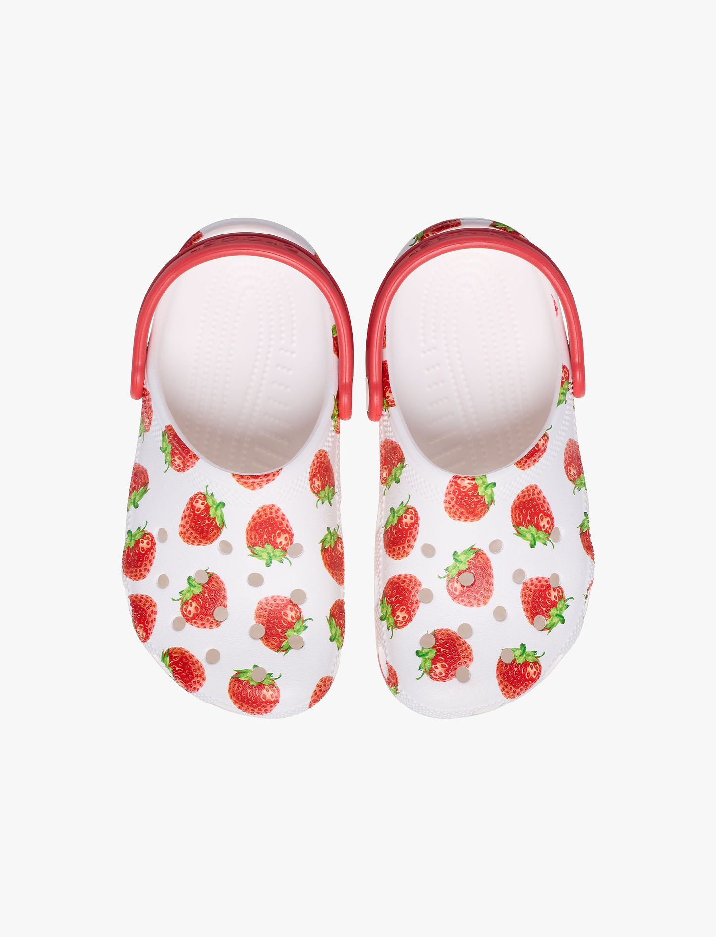 Crocs Classic Fresh Fruits K -  כפכפי קרוקס לילדים בצבע לבן בהדפס תותים אדומים