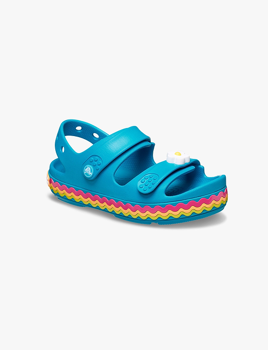 Crocs Crocband Cruiser Ric Rac T -  סנדלי קרוקס לילדים בצבע כחול סוליה צבעונית