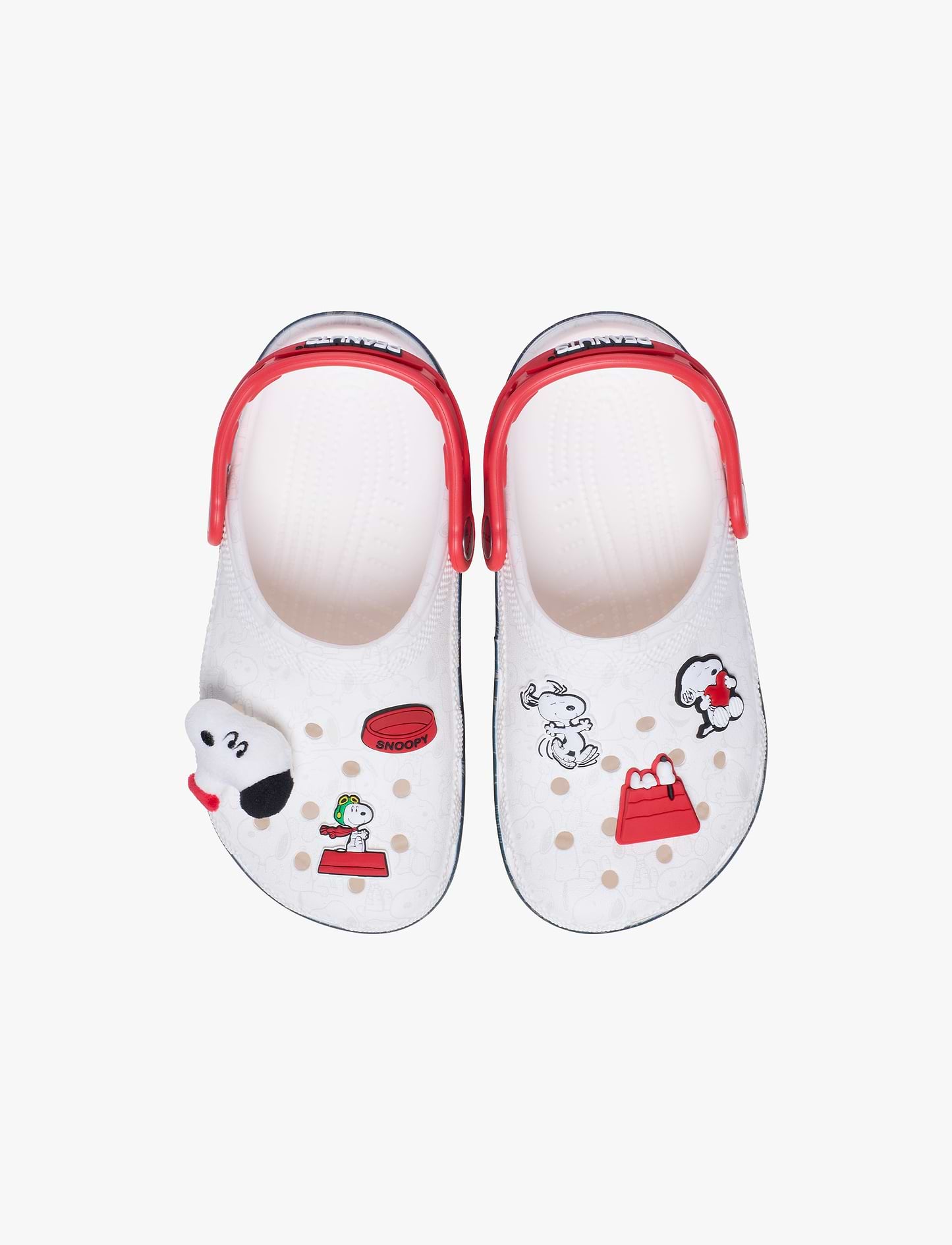 Crocs Peanuts Classic Clog K - כפכפי קלוג קרוקס סנופי לילדים בצבע לבן/שחור/אדום
