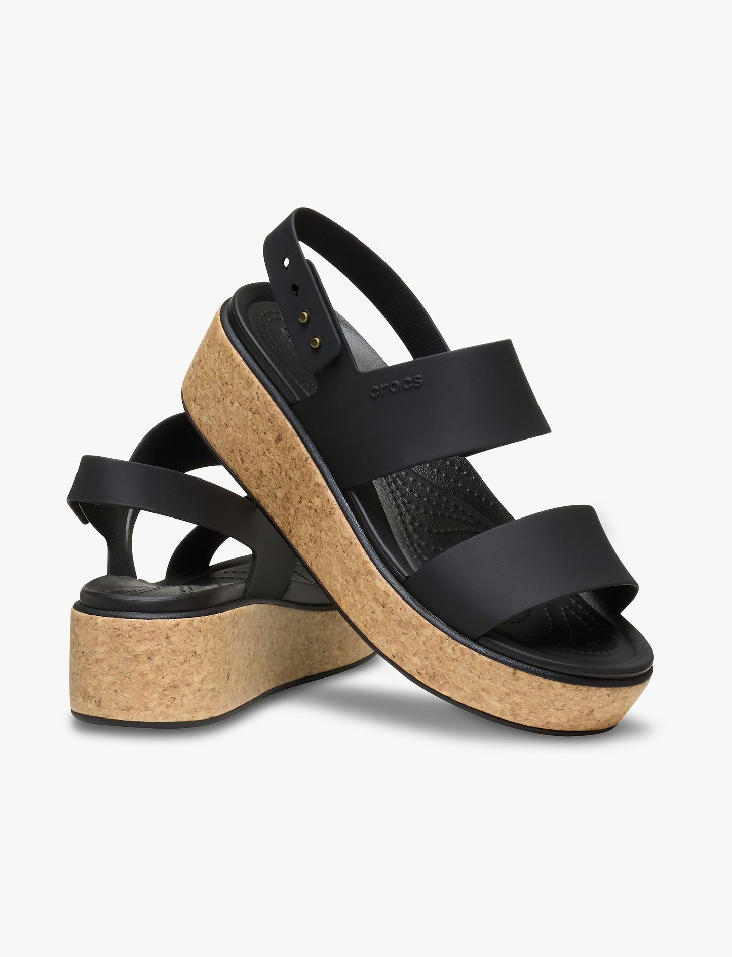 Crocs Brooklyn Cork Low Wedge - סנדלי פלטפורמה קרוקס ברוקלין קורק לנשים בצבע שחור