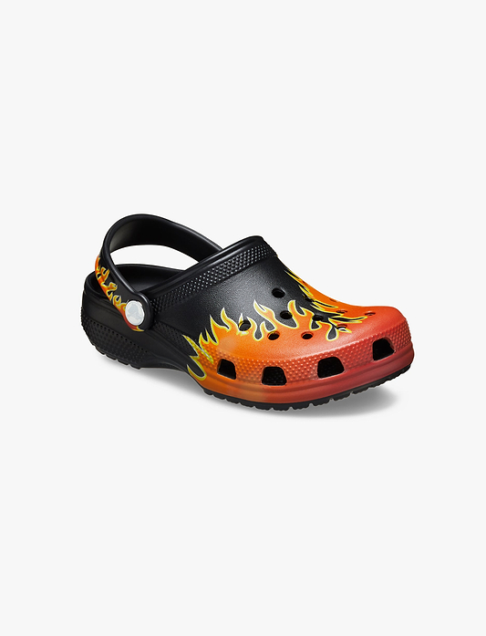 Crocs Classic Flames T -  כפכפי קרוקס לילדים בצבע שחור/כתום מידות קטנות