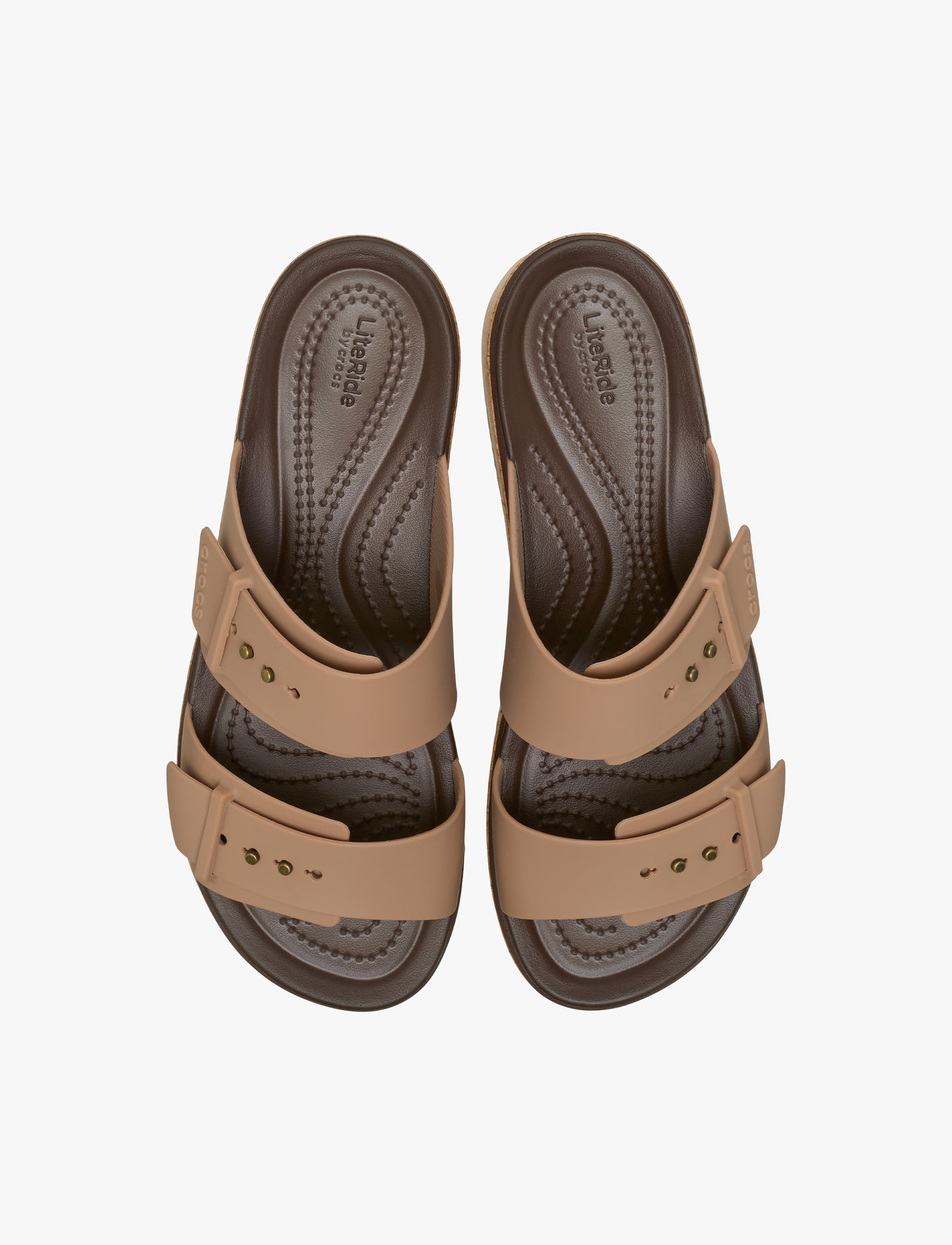 Crocs Brooklyn Cork Buckle - כפכפי פלטפורמה קרוקס ברוקלין לנשים בצבע שוקולד חלב