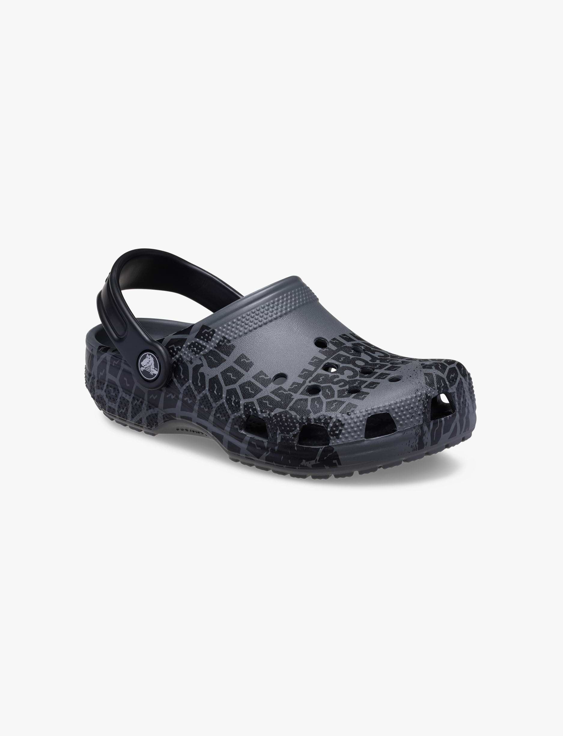 Crocs Classic Tire Print Clog K - כפכפי קלוג קרוקס לילדים בצבע אפור/שחור