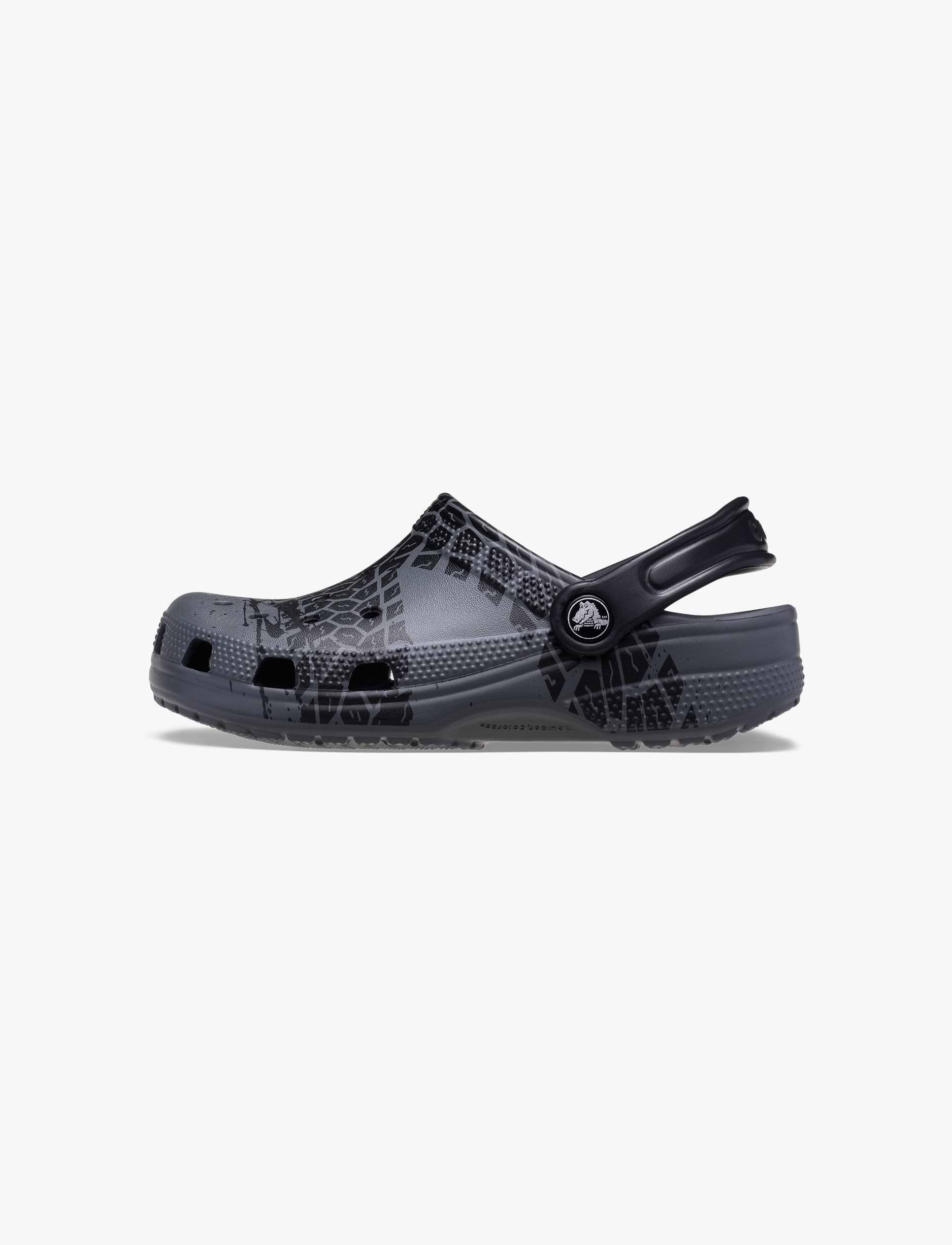 Crocs Classic Tire Print Clog K - כפכפי קלוג קרוקס לילדים בצבע אפור/שחור
