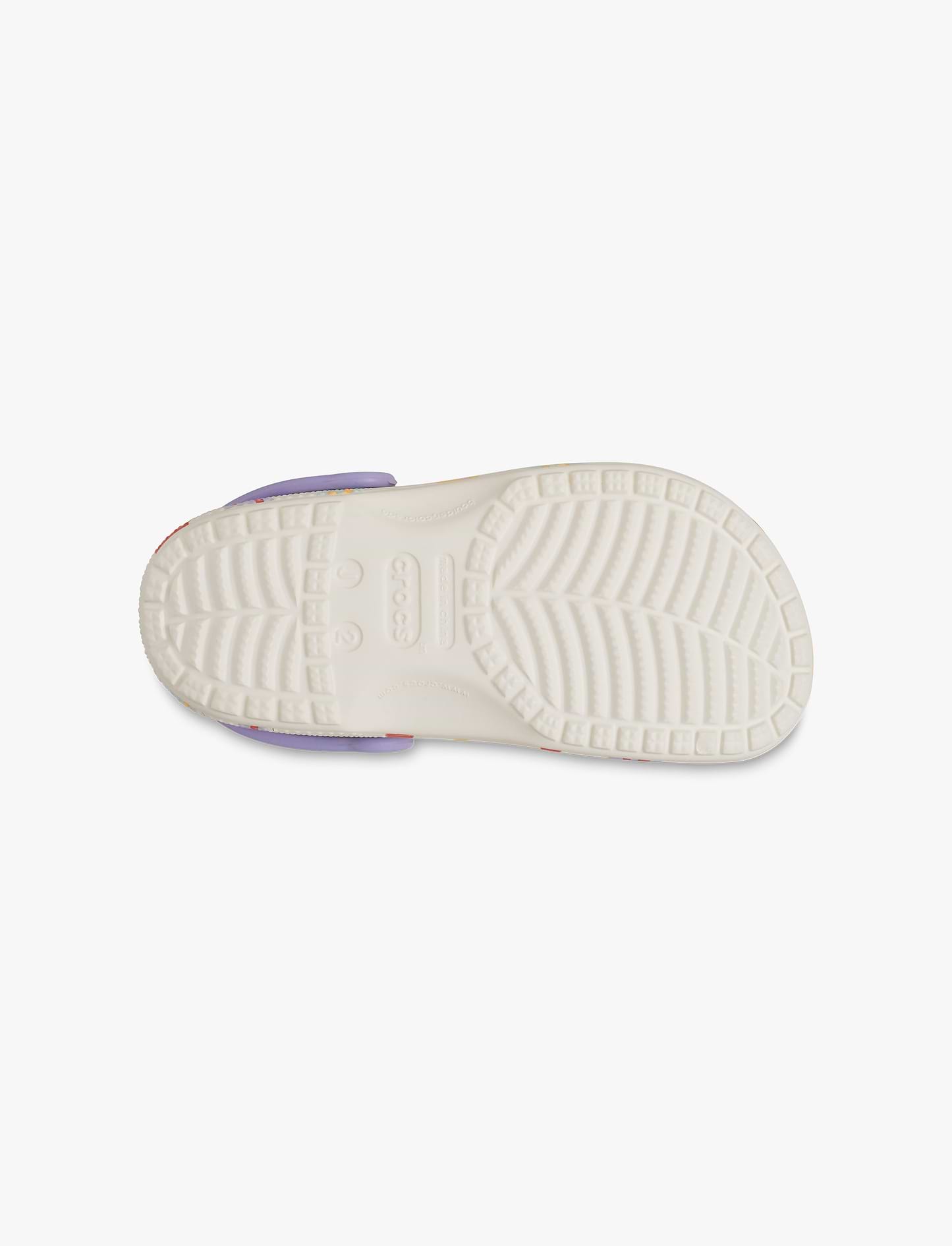 Crocs Classic Butterfly Graphic Clog T- כפכפי קלוג קרוקס לילדים בצבע לבן גיר בהדפס פרפרים צבעוניים מידות קטנות