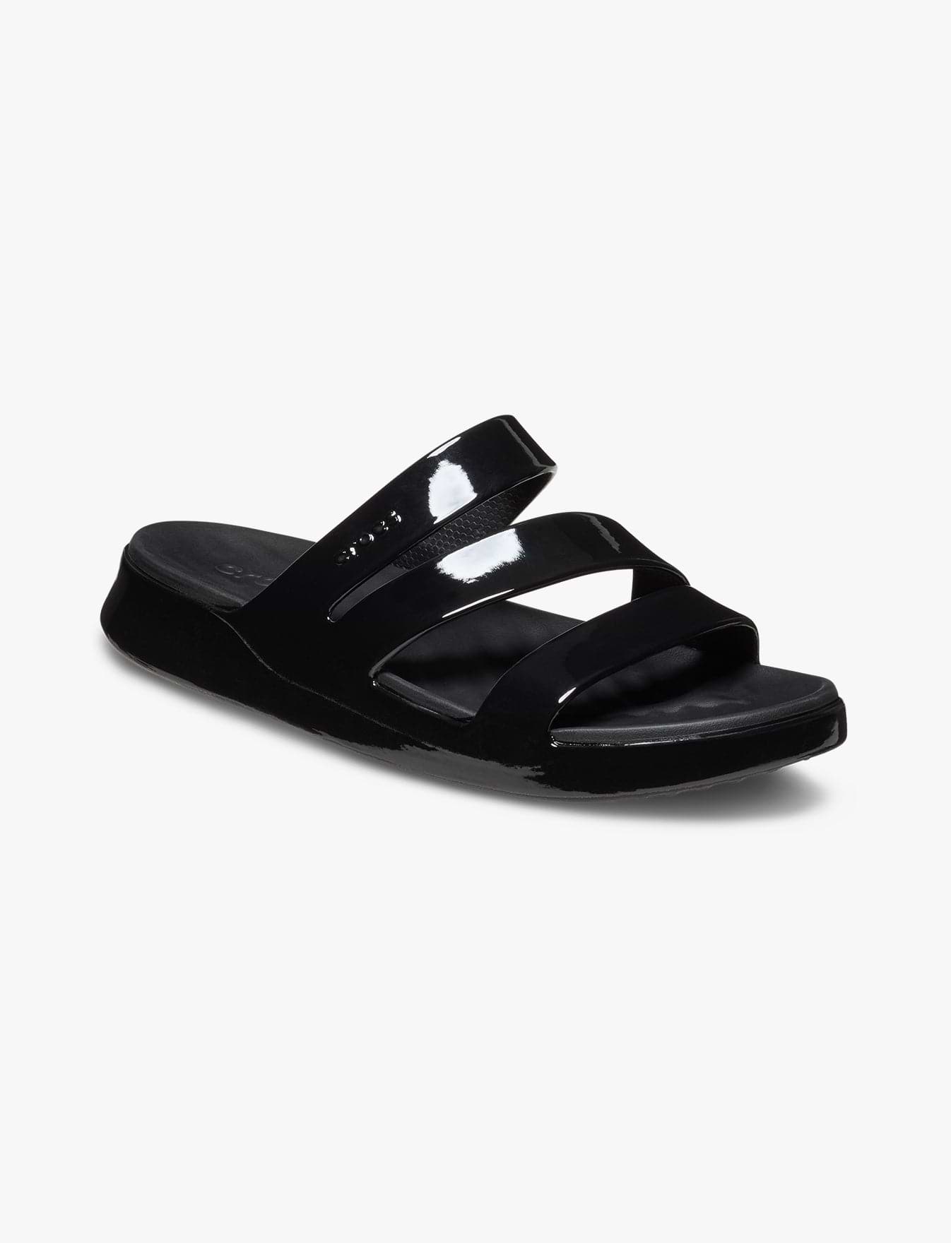 Crocs Getaway Patent Strappy - כפכפי קרוקס לנשים בצבע שחור