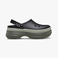 Crocs Classic Stacked Clog - כפכפי פלטפורמה קרוקס לנשים בצבע שחור/ירוק זית