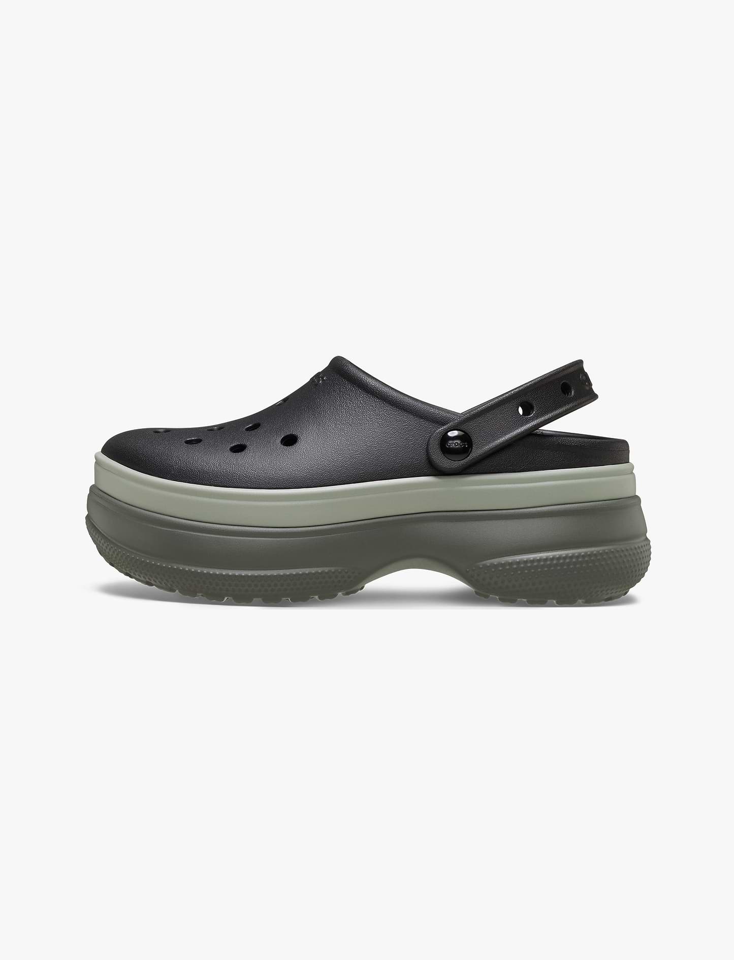 Crocs Classic Stacked Clog - כפכפי פלטפורמה קרוקס לנשים בצבע שחור/ירוק זית